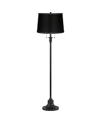 360 Lighting Dyna Traditional 58" Tall 2-Light Standing Floor Lamp Skinny Pole Pull Chain Finish Drum Satin Shade