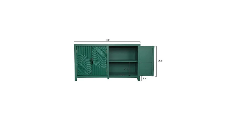 flynama Mid Century Accent Cabinet with 4 Doors