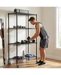 flynama 4-Tier Rolling Metal Wire Shelving Rack with Locking Wheels
