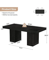 Tribesigns 63'' Dining Table for 4-6 People, Modern Rectangle Kitchen Table with Pedestal Base, Large Dinner Furniture