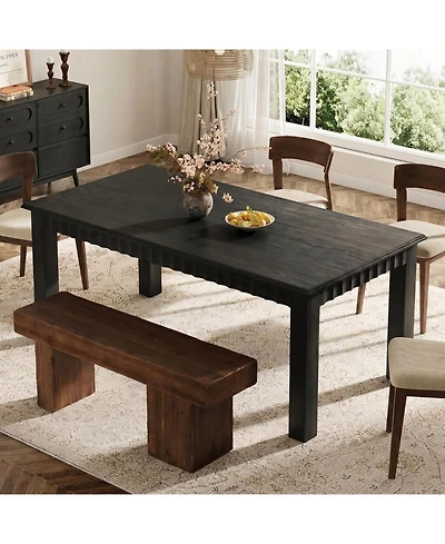 Tribesigns 63-Inch Solid Wood Dining Table for 6, Farmhouse Kitchen Table, Rectangular Dinner Room, Living Room