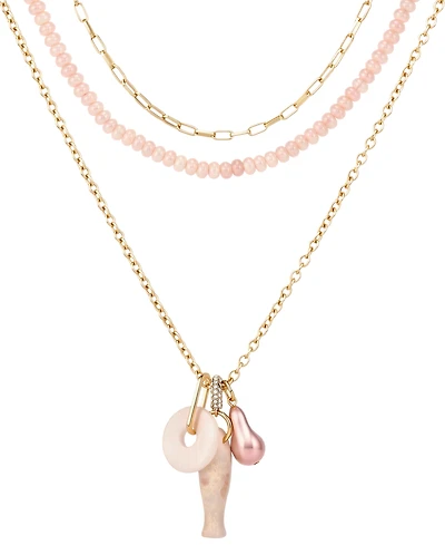 Guess Gold-Tone Layered Multi-Chain Pendant Necklace