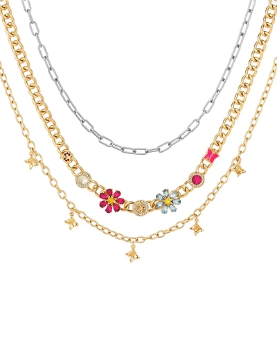 Guess Multi-Color Stone Layered Necklace, 3-Piece Set