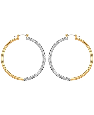Guess Gold-Tone Crystal Stone Hoop Earrings