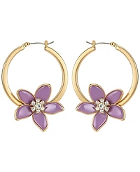 Guess Gold-Tone Crystal Stone Hoop Earrings