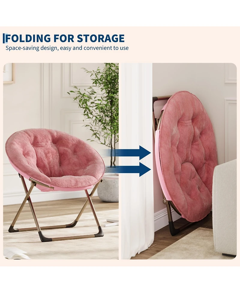 gaomon Folding Faux Fur Saucer Chair Set of 2