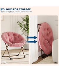 gaomon Folding Faux Fur Saucer Chair Set of 2