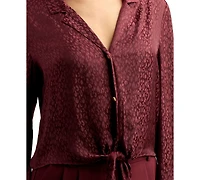 Bcx Juniors' Satin Jacquard Collared Blouse