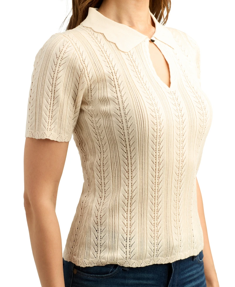 Bcx Women's Pull-On Polo Collar Sweater