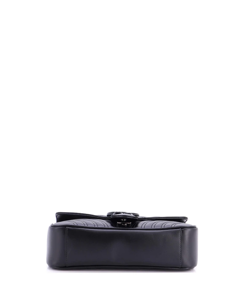 Pre-Owned Gucci Small Gg Marmont Monochrome Flap Bag Matelasse Leather