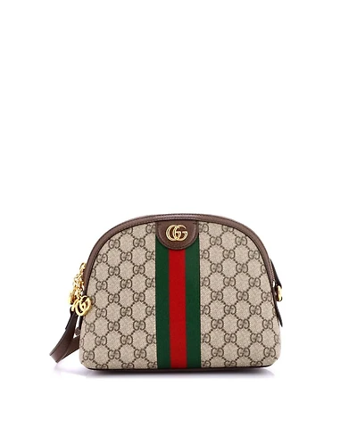 Pre-Owned Gucci Small Ophidia Dome Shoulder Bag Gg Coated Canvas