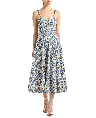 Derek Lam 10 Crosby Women's Adair Printed Cotton Double Strap Midi Dress