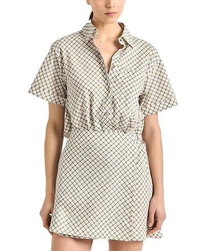 Derek Lam 10 Crosby Women's Delaney Mini Check Shirting Open Back Dress