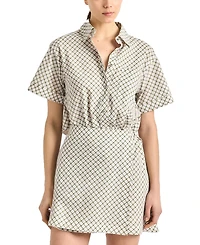 Derek Lam 10 Crosby Women's Delaney Mini Check Shirting Open Back Dress