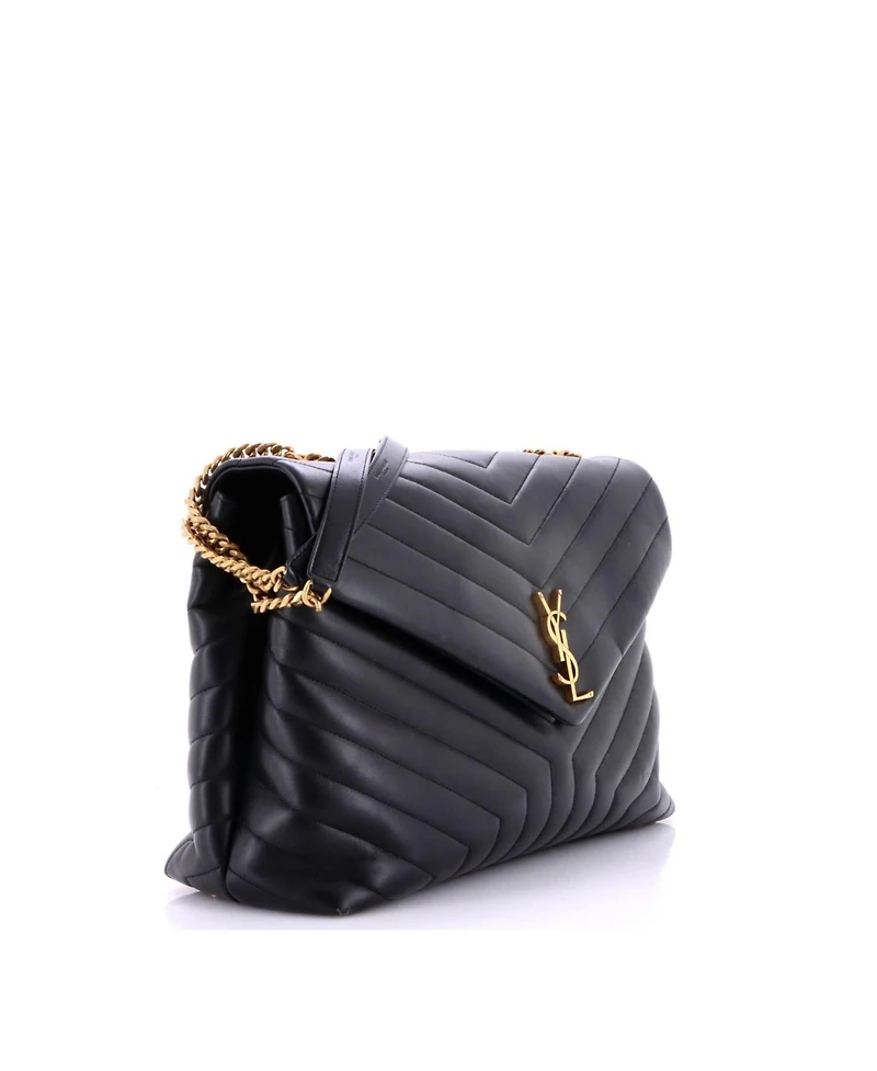 Pre-Owned Saint Laurent Large Loulou Shoulder Bag Matelasse Chevron Leather