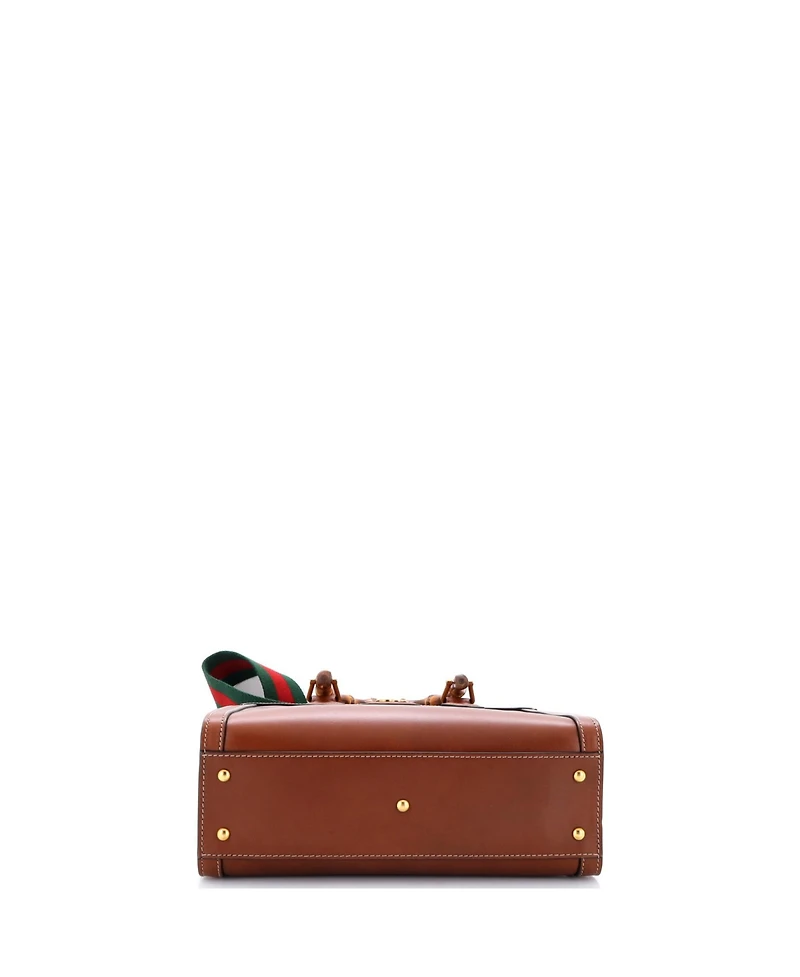 Pre-Owned Gucci Small Diana Nm Logo Bamboo Handle Tote Embossed Leather