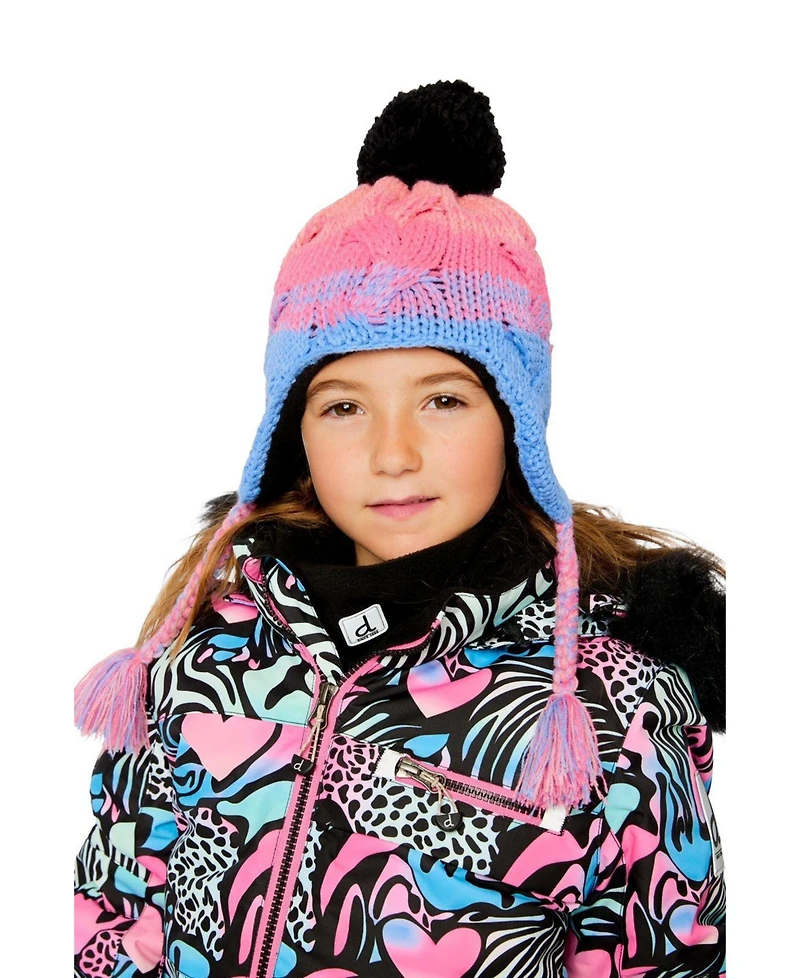 Deux par Deux Little and Big Girl Winter Peruvian Knit Hat with Pompom