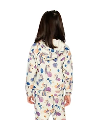 Deux par Toddler Girl 2T - 5T Hooded Zipped French Terry Cardigan Unicorn Print