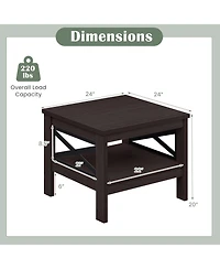 Slickblue 2-Tier Square Side Table with Storage Shelf and X-Frame Design