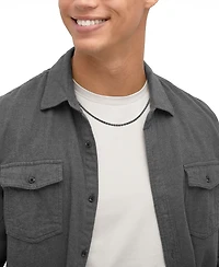 Italian Silver Men's 3-Row Black Ice Chain Necklace in Sterling Silver