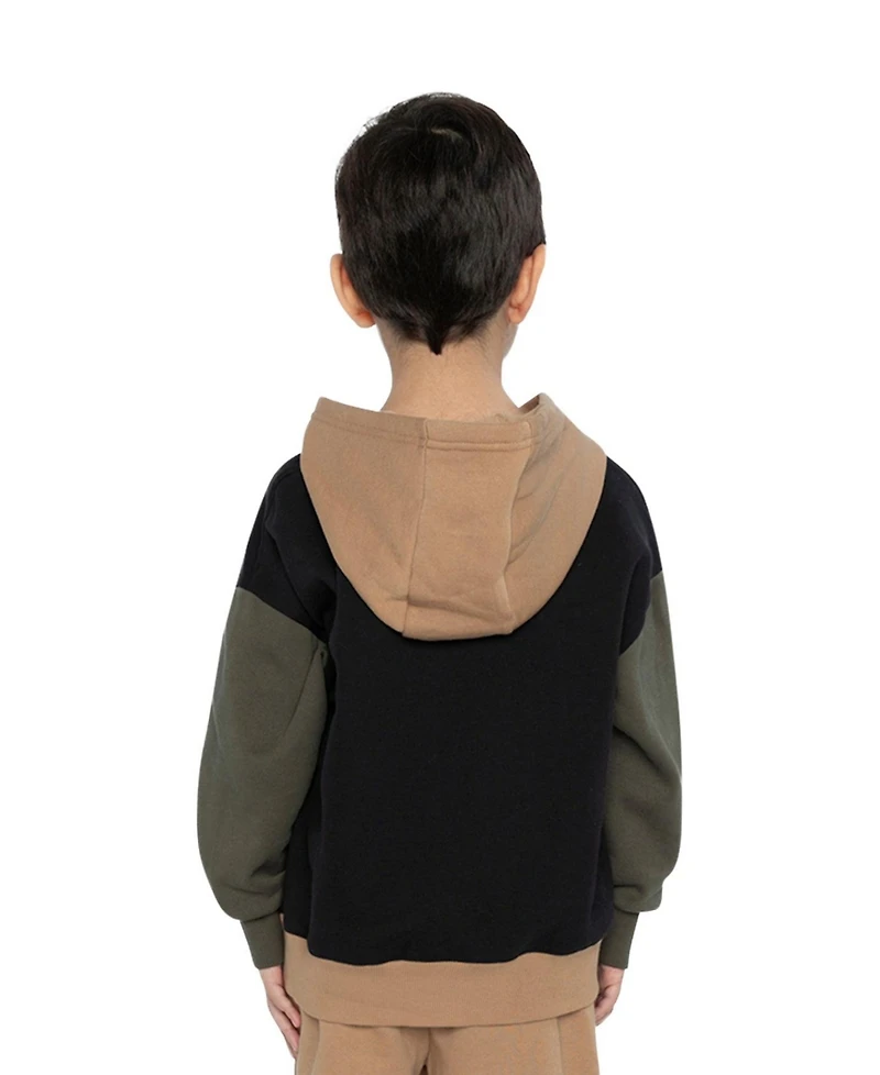 Deux par Deux Toddler Boy 2T - 5T Hooded Colorblock Fleece Cardigan