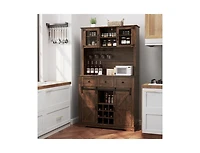 Slickblue Home Coffee Bar Cabinet with Drawers, Sliding Doors and Storage Shelves