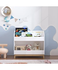 flynama Toddler Book Display Shelf with Storage Bin Wooden Kids Bookcase
