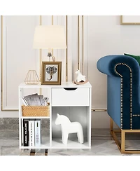 Costway 3-tier Side Table with Storage Shelfand Drawer Space-saving Nightstand