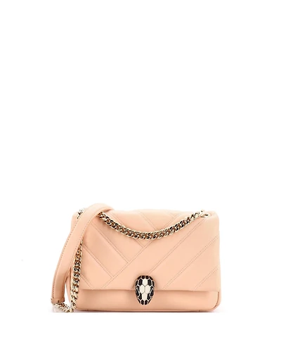 Pre-Owned Bvlgari Small Serpenti Cabochon Shoulder Bag Diagonal Quilted Leather