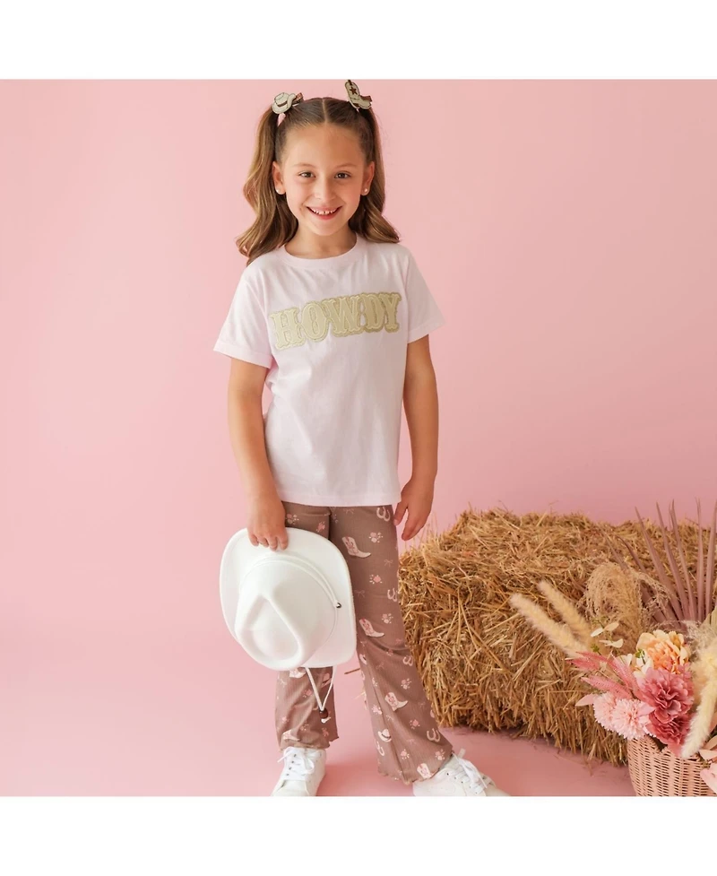 Sweet Wink Little Girls 5-8 Howdy Patch Western Short Sleeve T-Shirt