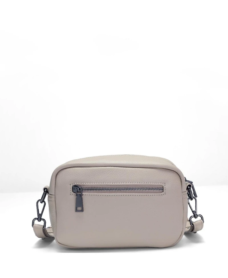 Susu Avery Pebble Leather Camera Bag Structured Crossbody Purse with Wide Strap