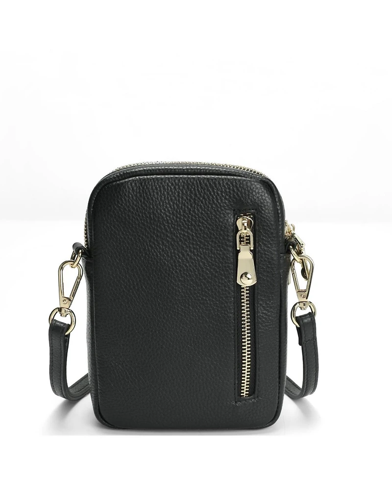 Susu Pace Pebbled Leather Cell Phone Bag Mini Crossbody Purse with Multi Compartments