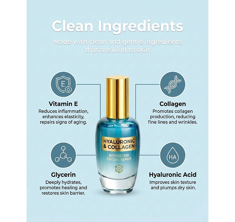 Lovery Hyaluronic Acid and Collagen Wrinkle-Reducing Facial Serum -Korean Skincare Hydrating Treatment
