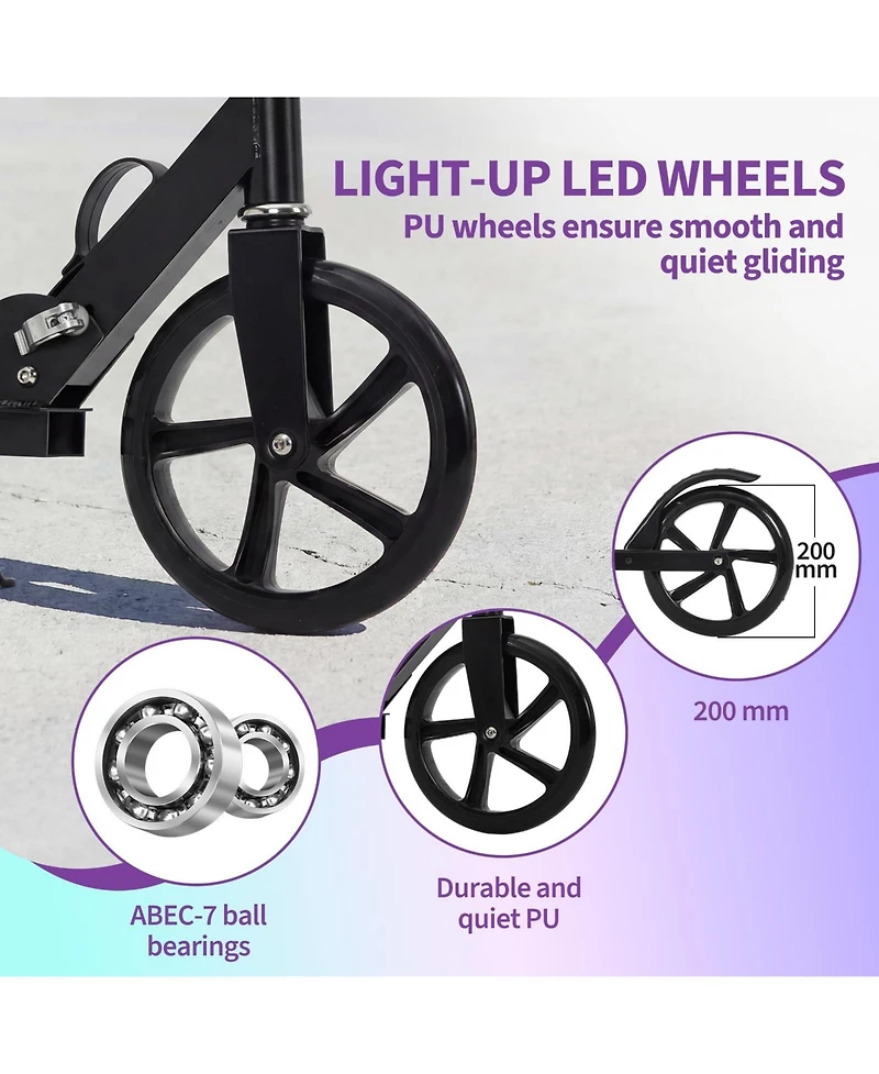 homfan 32.3x4.7x12 Kids Folding Scooter with Big Wheels, Adjustable Handlebar, Lightweight Aluminum Frame, for Outdoor Riding