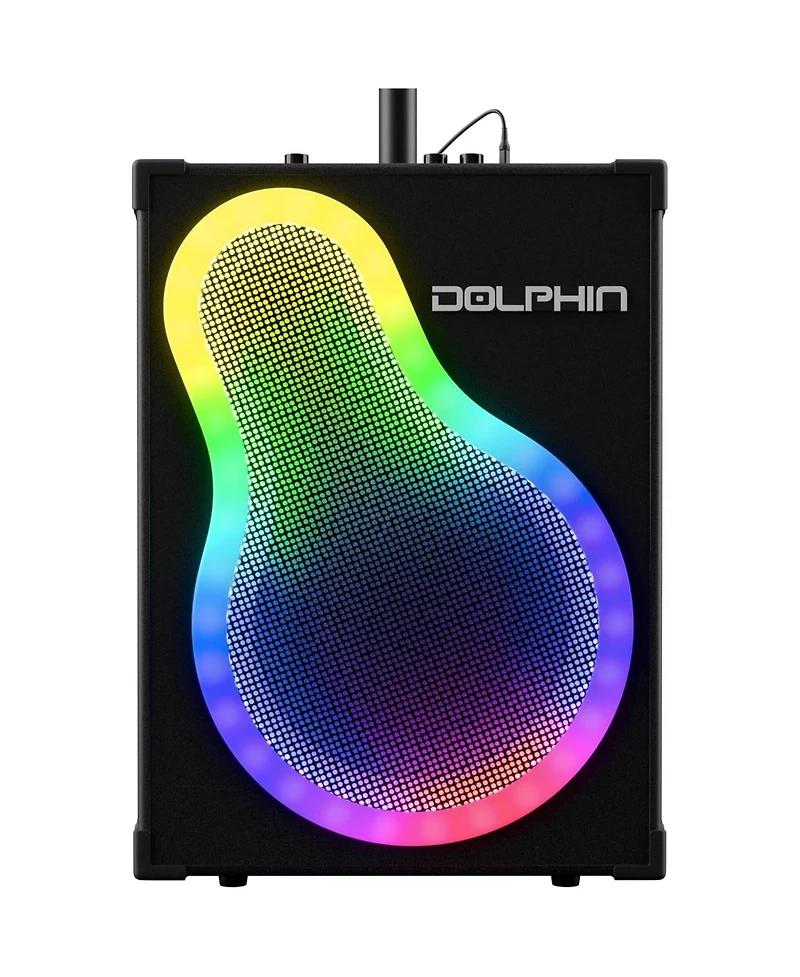 Dolphin Audio Karaoke Box 500 VocalPro Portable Bluetooth Speaker with Led Lights, Microphone and Stand