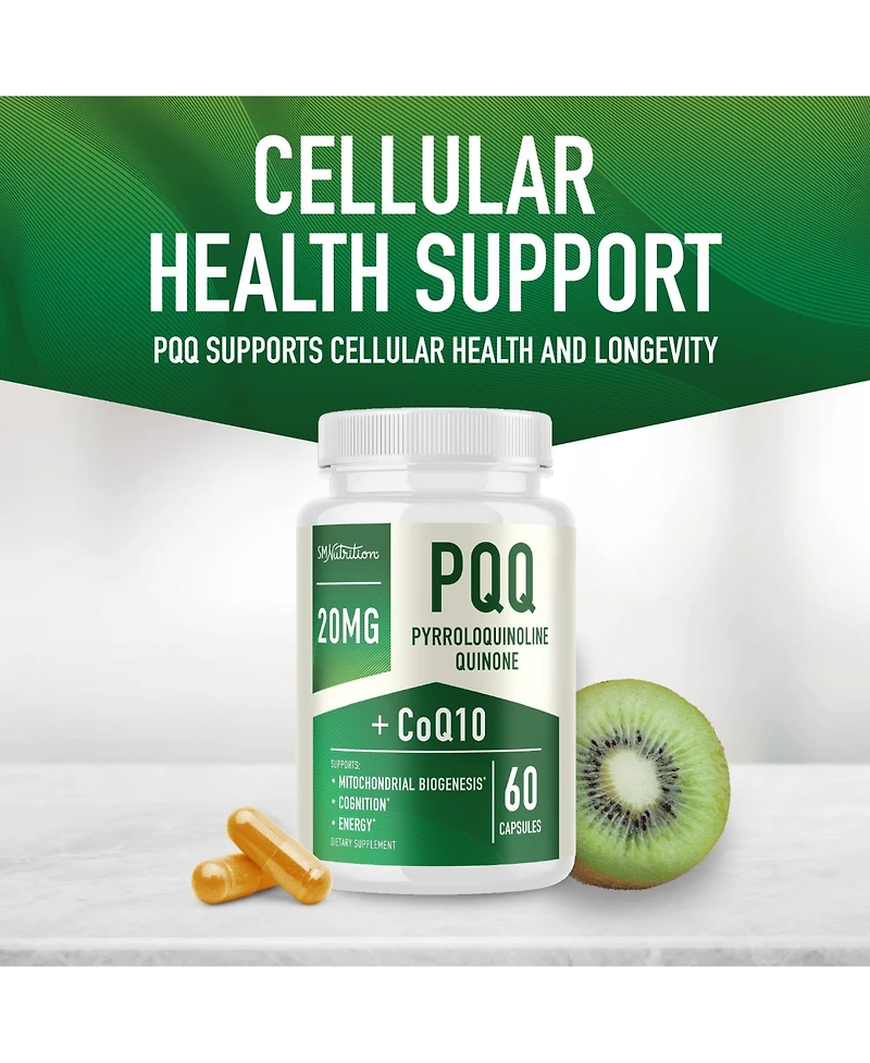 SMNutrition Pqq Supplement 20mg | Mitochondrial Biogenesis & Energy Optimizer With CoQ10 & Vitamin B12 | Supports Brain Health & Mitochondria Producti