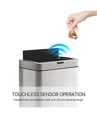 Mega Casa 13 Gallon Butterfly Lid Stainless Steel Touchless Sensor Trash Can Includes 26 Bags with Silent Close for Kitchen