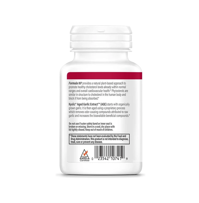 Kyolic Aged Garlic Extract Formula 107, Phytosterols for Cholesterol Support, 80 Capsules
