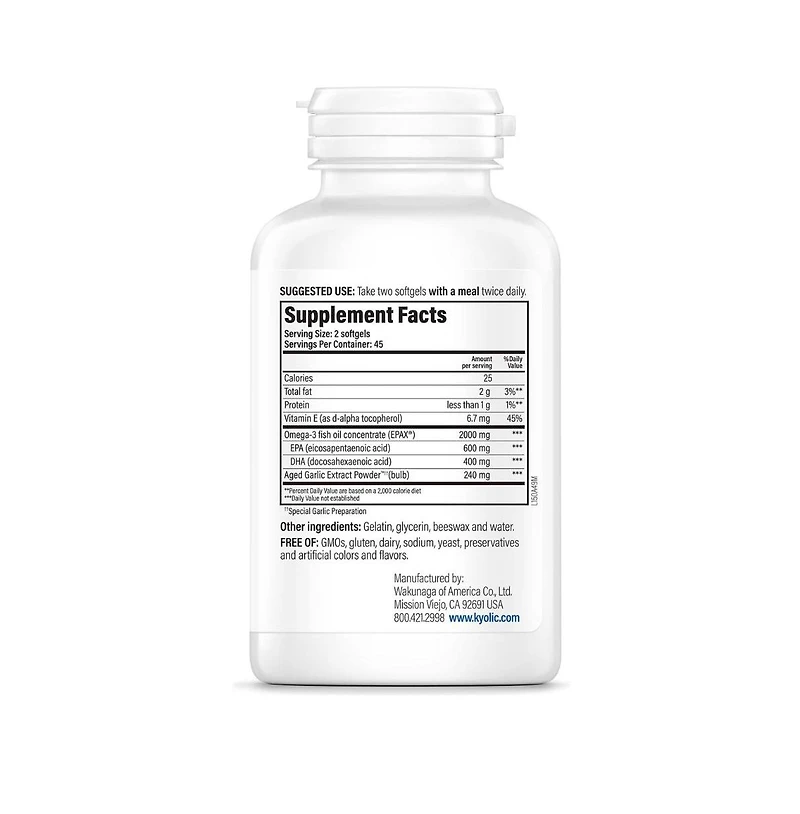 Kyolic Aged Garlic Extract Formula 150, Cholesterol and Circulation Health, 90 softgels