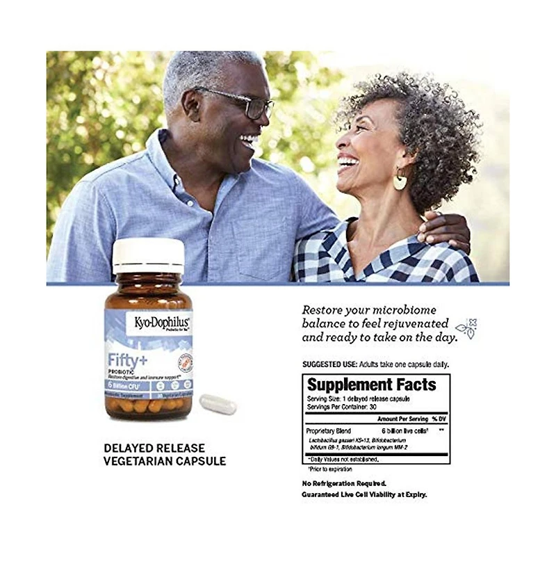 Kyo-Dophilus Fifty+ Probiotic, Restore digestive and immune support, 30 Vegetarian Capsules
