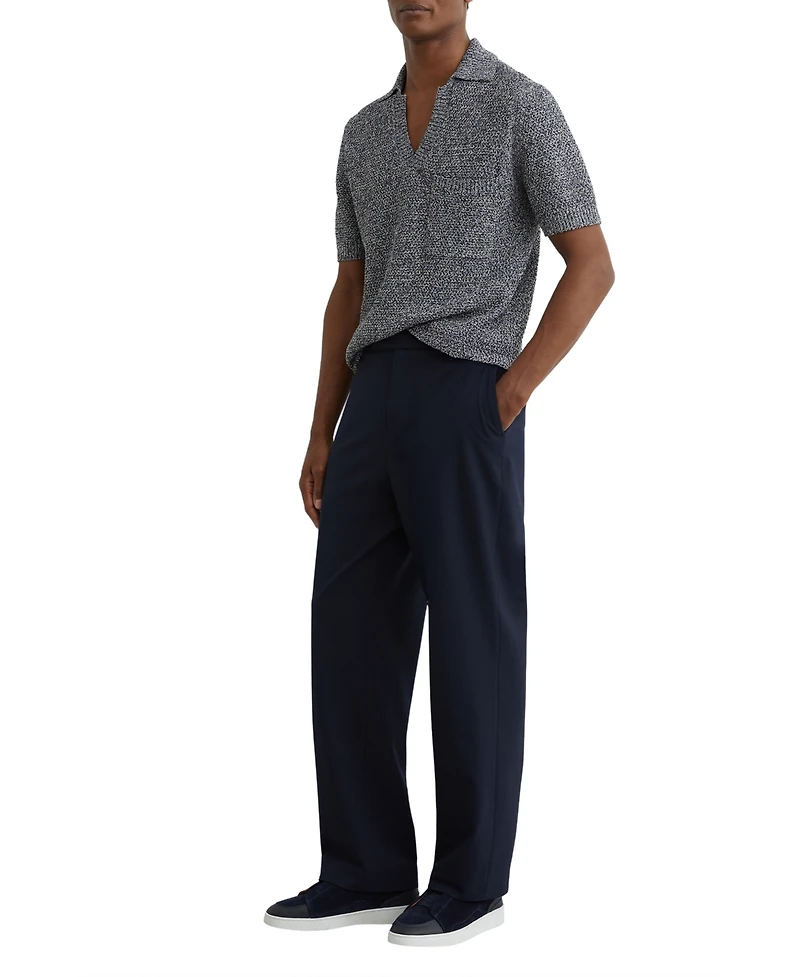 Reiss Men's Owen Speckle-Knit Open-Collar Polo Shirt