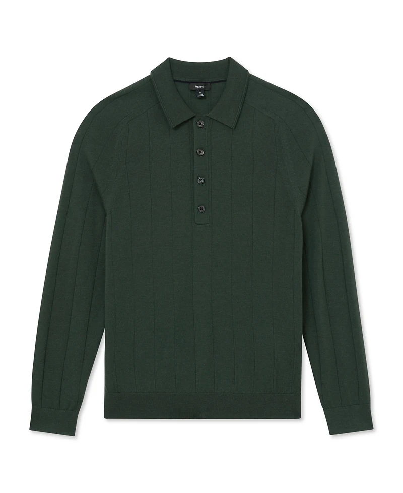Reiss Men's Greyson Merino Wool Wide-Rib Polo Shirt