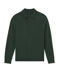 Reiss Men's Greyson Merino Wool Wide-Rib Polo Shirt