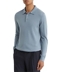 Reiss Men's Trafford Merino Wool Long-Sleeve Polo Shirt