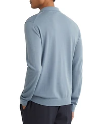 Reiss Men's Trafford Merino Wool Long-Sleeve Polo Shirt