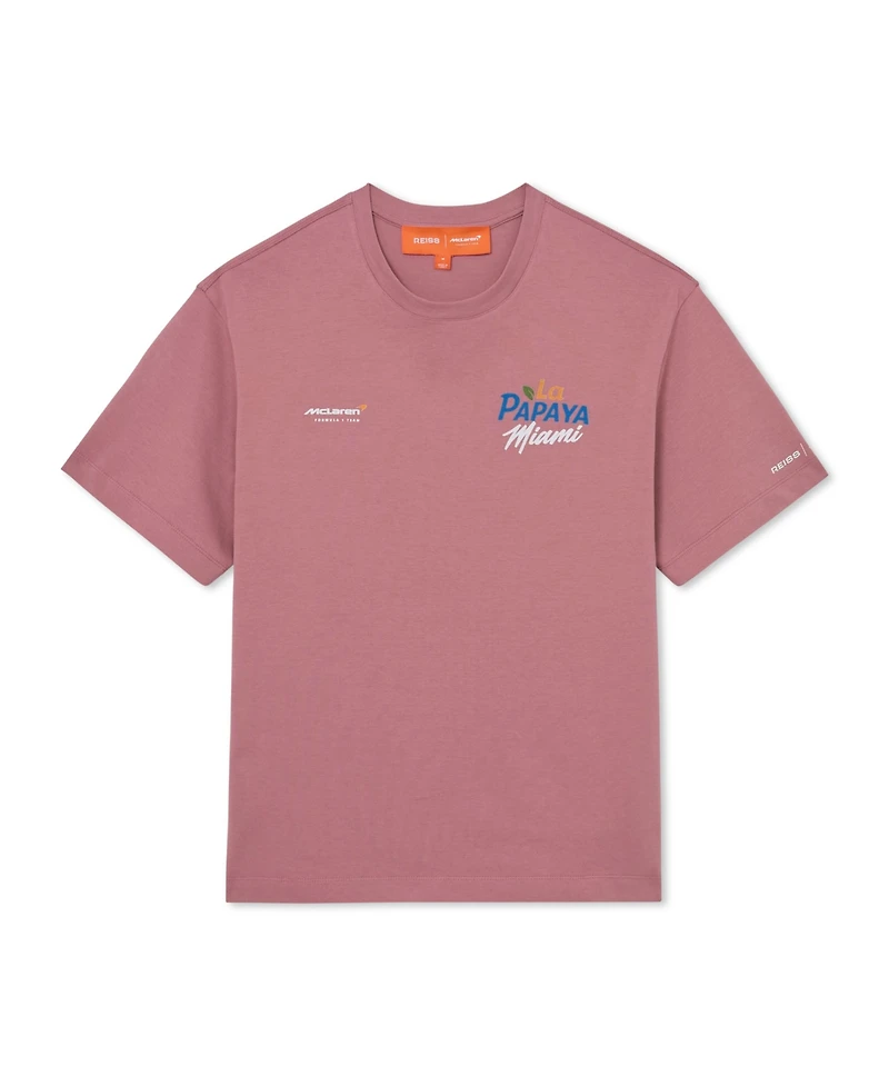 Reiss Men's La Papaya McLaren Racing Miami Papaya-Print Unisex-Fit T-Shir