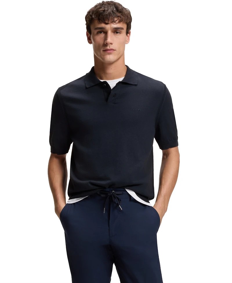 Boss by Hugo Boss Men's Embroidered Logo Short-Sleeved Polo Sweater