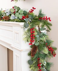 Glitzhome 6-Ft. Christmas Berry, Pinecone & Eucalyptus Garland