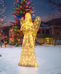 Glitzhome 63" Glittered Fabric Angel Decor