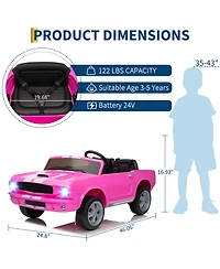 homfan 46.1 x 24.8 x 16.9 Inch Licensed Shelby Ride On Car for Kids 24V 2 Seater Electric Car Toy with Remote for Outdoor Play